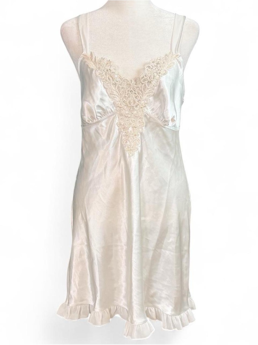 Intimo Donatella White Satin Lace Slip Dress Small Romantic Lingerie